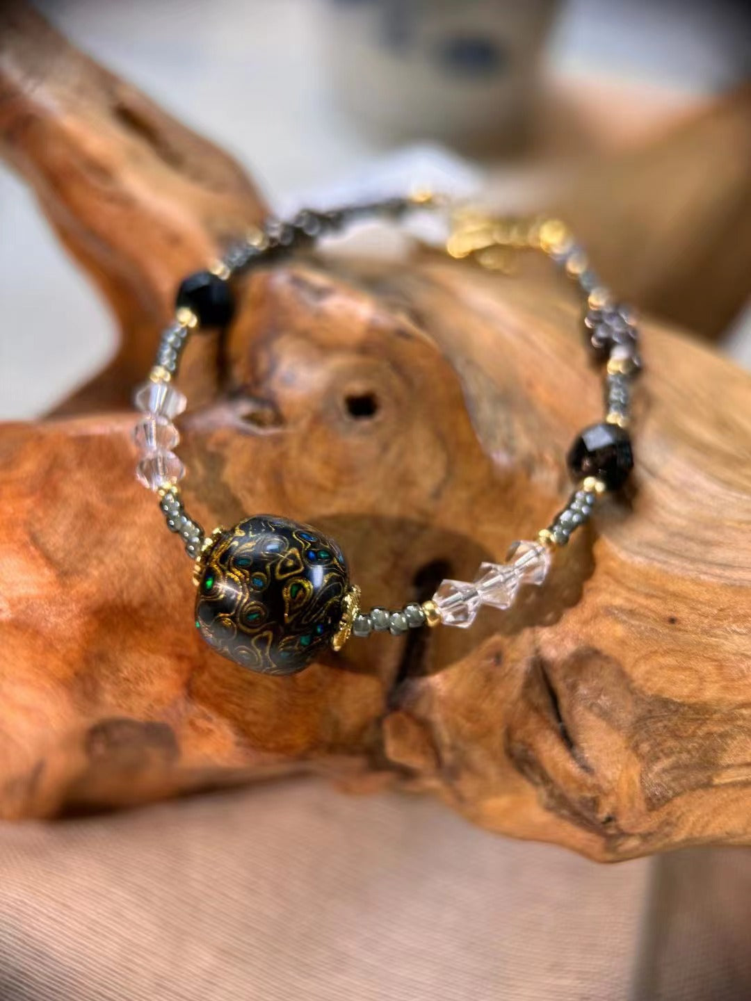 Raw Lacquer beaded bracelet necklace